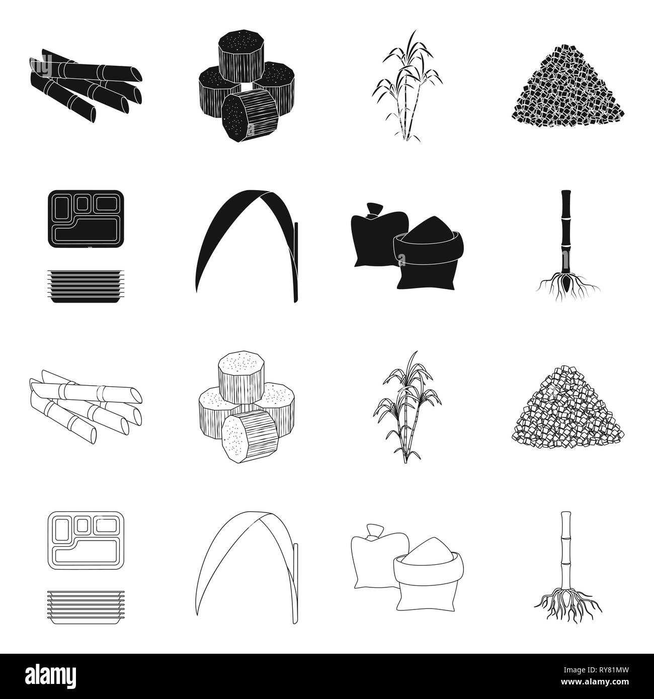 Stick,pezzo,bush,cartone,foglie,bag,root,succhi di frutta,cube,palm,granulata,contenitore,verde,sabbia,sistema,crop,marrone,crescita,cibo,materie,dolcezza,stelo,jaggery,ramo,vassoio,materiale,germoglio,blocco,il diabete,plastica,agriturismo,l'agricoltura,saccarosio,technology,la canna da zucchero, di canna da zucchero,,campo,impianto,plantation,impostare,vettore,icona,immagine,isolato,raccolta,design,l'elemento,graphic,segno vettori vettore , Illustrazione Vettoriale