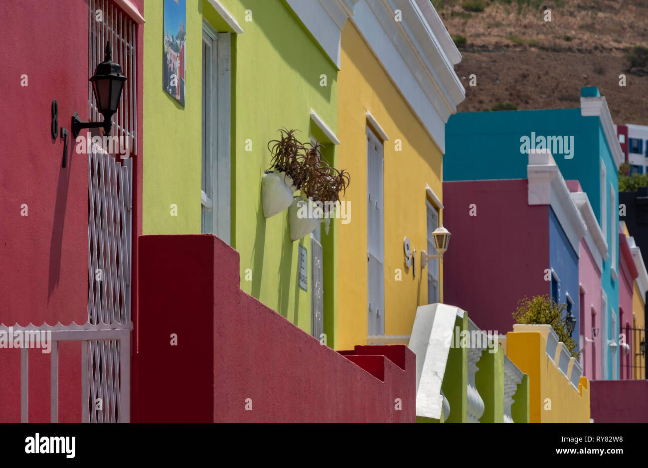 Multi case colorate, Bo Kaap, Cape Town, Western Cape, Sud Africa Foto Stock