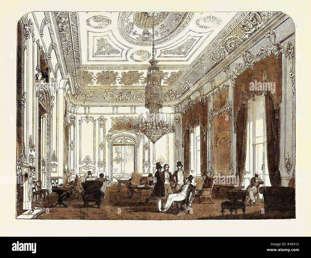 Il militare, navale, e la contea di club di servizio, il St James Street, la principale sala da disegno Foto Stock