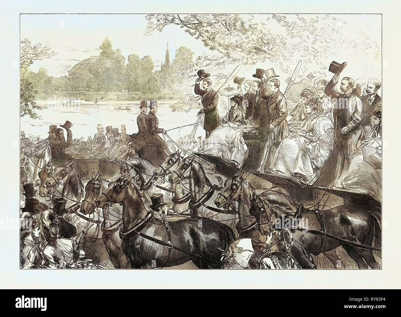 Soddisfare del quattro-in-canto Club in Hyde Park Londra 1873 Foto Stock