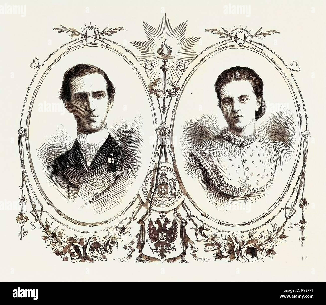George I. Re di Grecia e la sua regina la Granduchessa Olga Constantinovna della Russia 1867 Foto Stock
