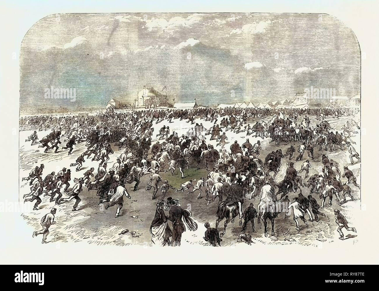 Il Derby giorno: il lettore RUSH per vedere la finitura Regno Unito 1866 Foto Stock