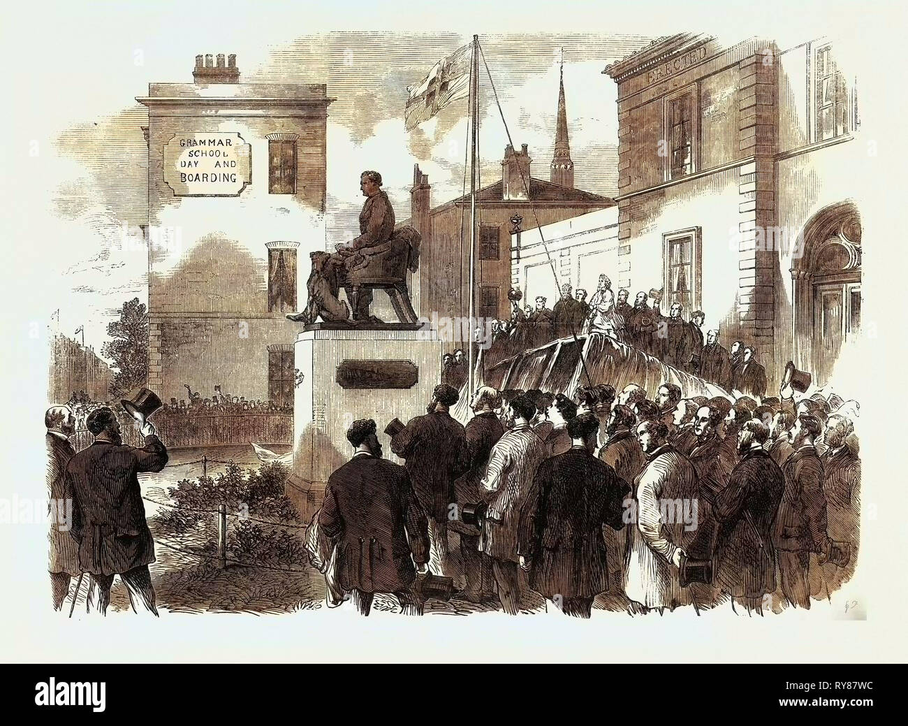 Inaugurazione della statua della fine del sig. Richard Green presso i bagni pubblici Poplar 1866 Foto Stock