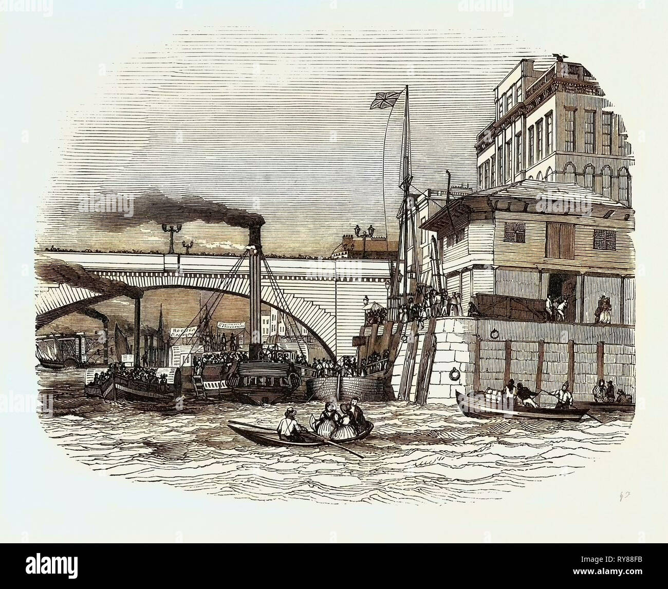 Il London Bridge Wharf a vapore Foto Stock