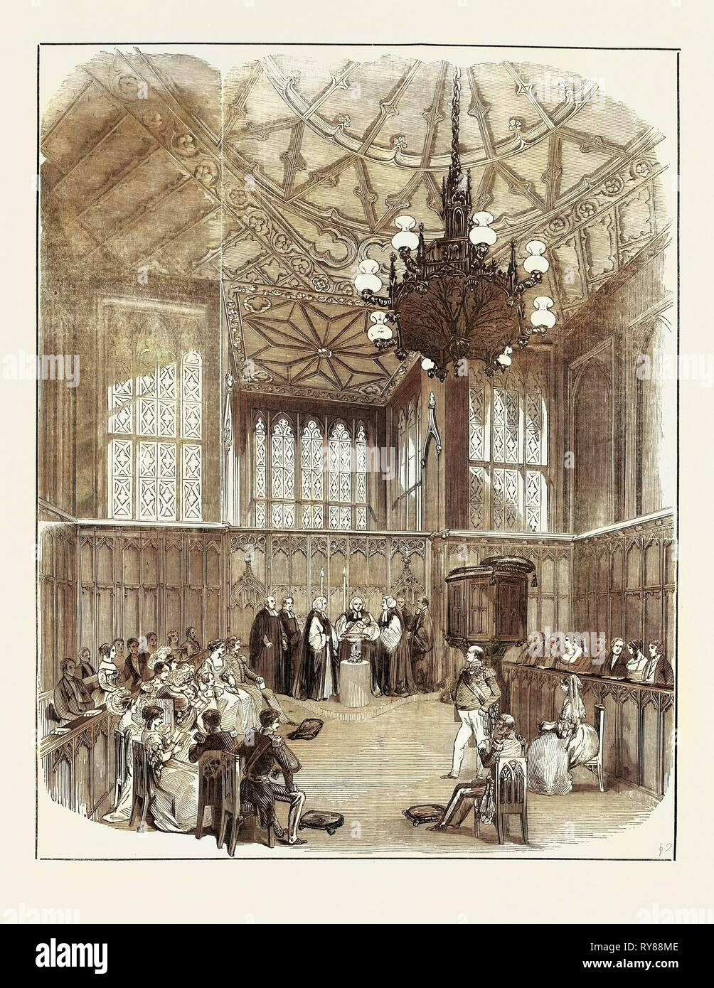 Battesimo di Prince Alfred, nella cappella privata del Castello di Windsor Foto Stock
