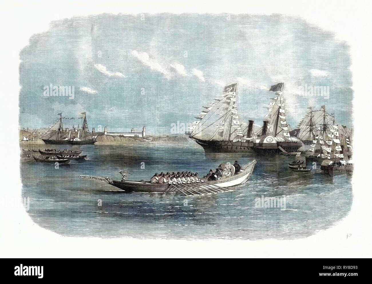 Arrivo del Principe e della Principessa di Galles a Costantinopoli Istanbul Turchia 1869 Foto Stock