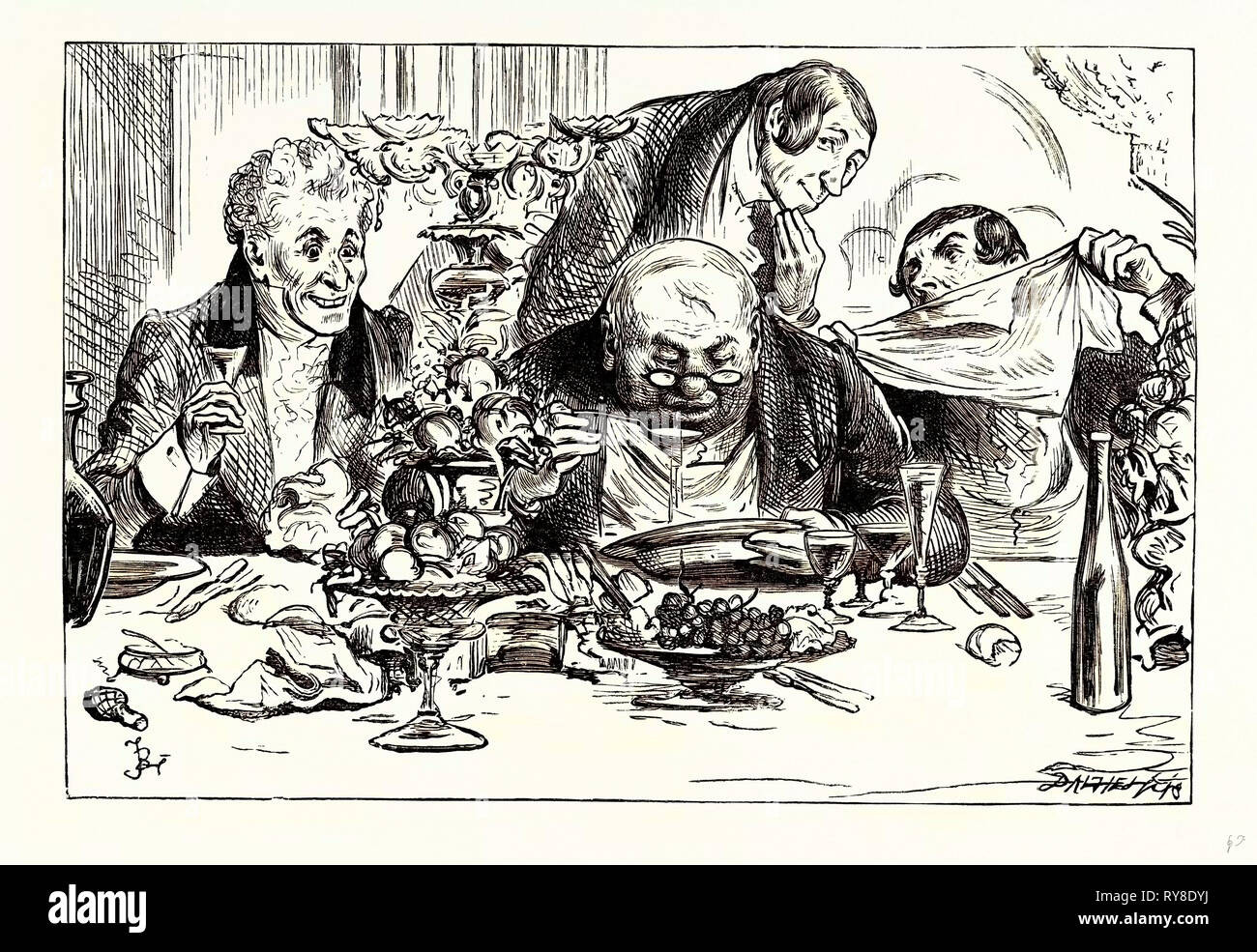 Charles Dickens schizzi di Boz Tureens di zuppa vengono svuotati con un orrendo rapidità Foto Stock
