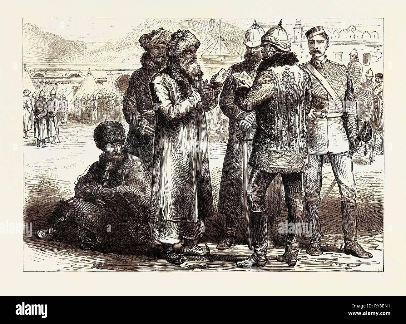 La guerra in Afghanistan: uno schizzo in generale Sir F. Roberts presso la sede centrale Sherpore Cantonments 1880 Foto Stock