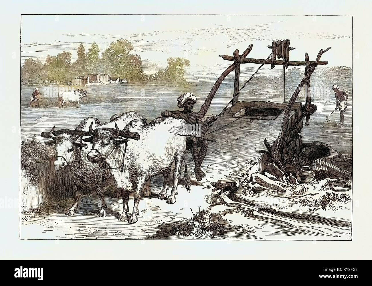 La carestia nel Bengala: Modalità indiano di irrigazione 1874 Foto Stock