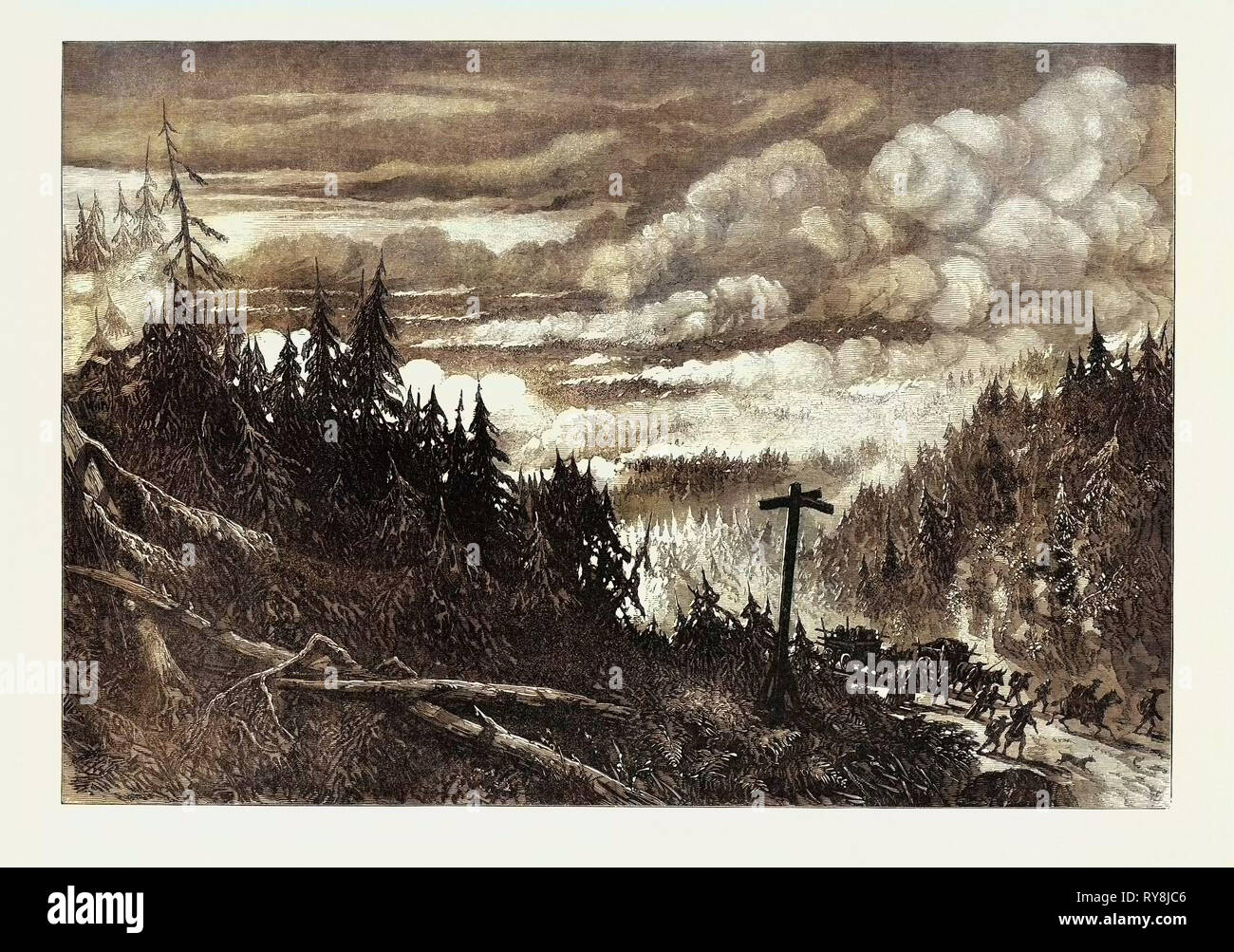 I grandi incendi di foreste in America: vista nei pressi di Fox River 1871 Foto Stock