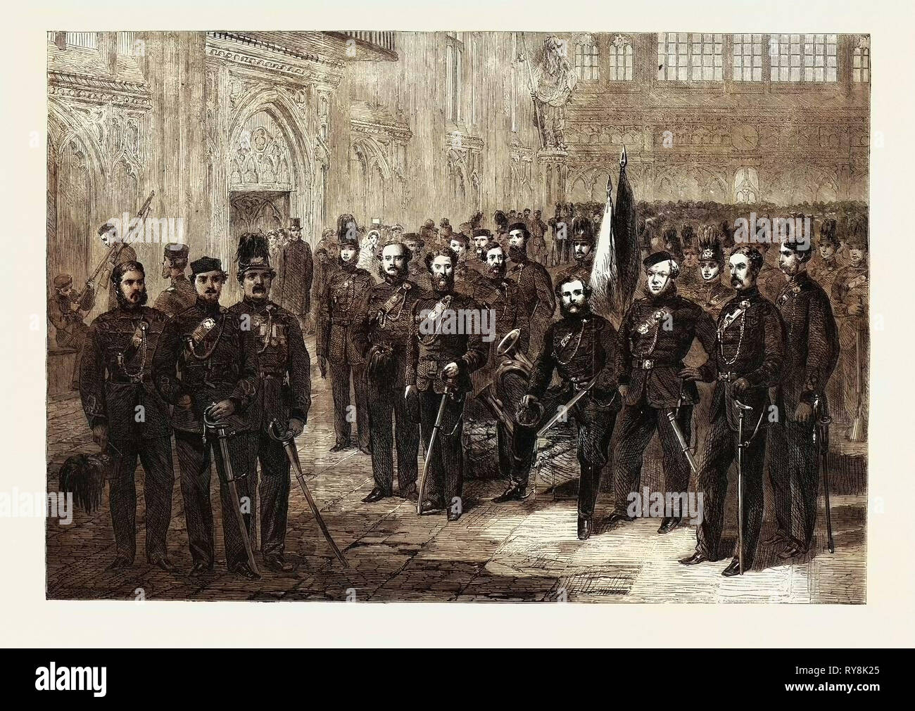 Ufficiali e privati del fucile di Londra dei vigili del fuoco volontari Foto Stock