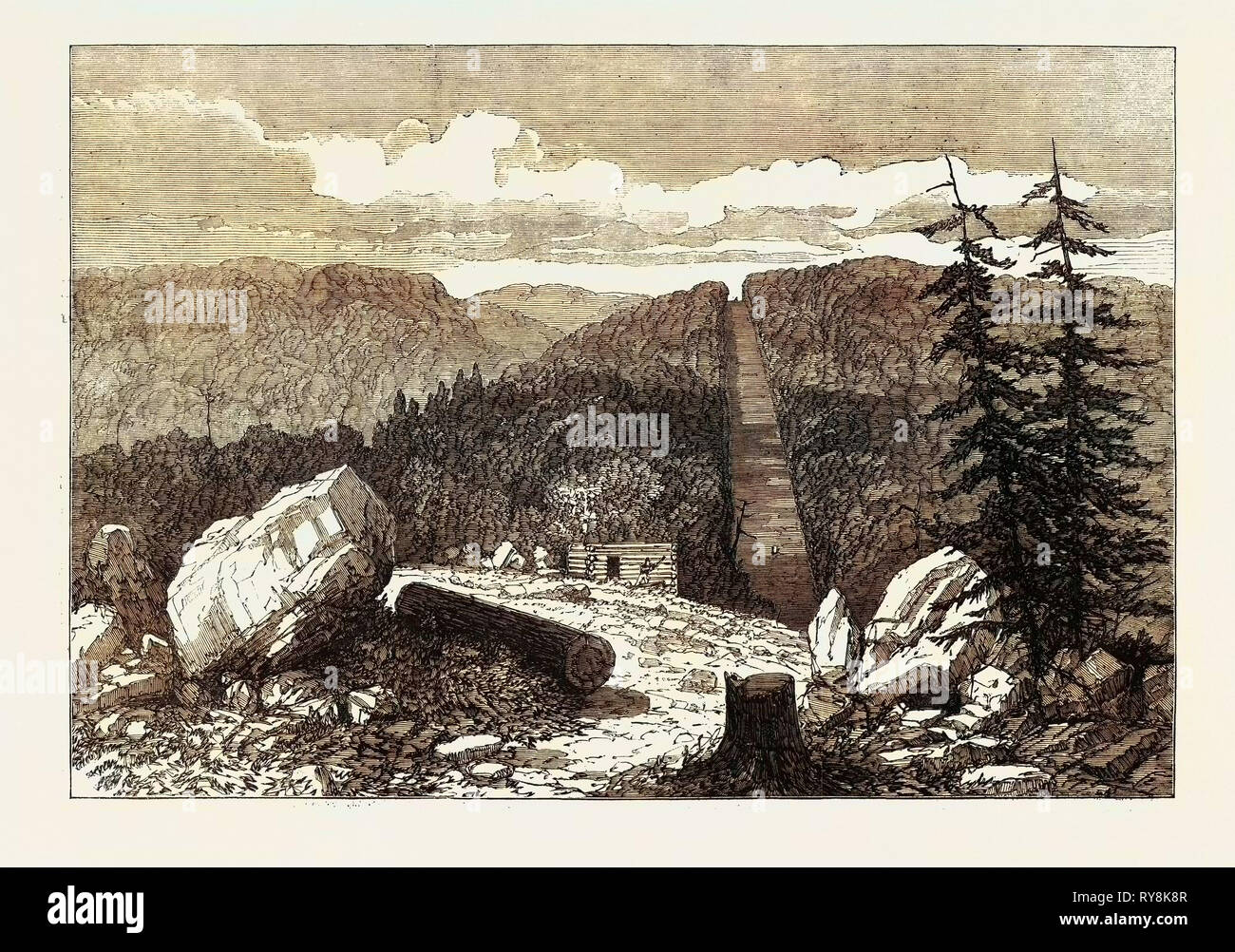 La linea di confine tra gli Stati Uniti e il Canada Foto Stock