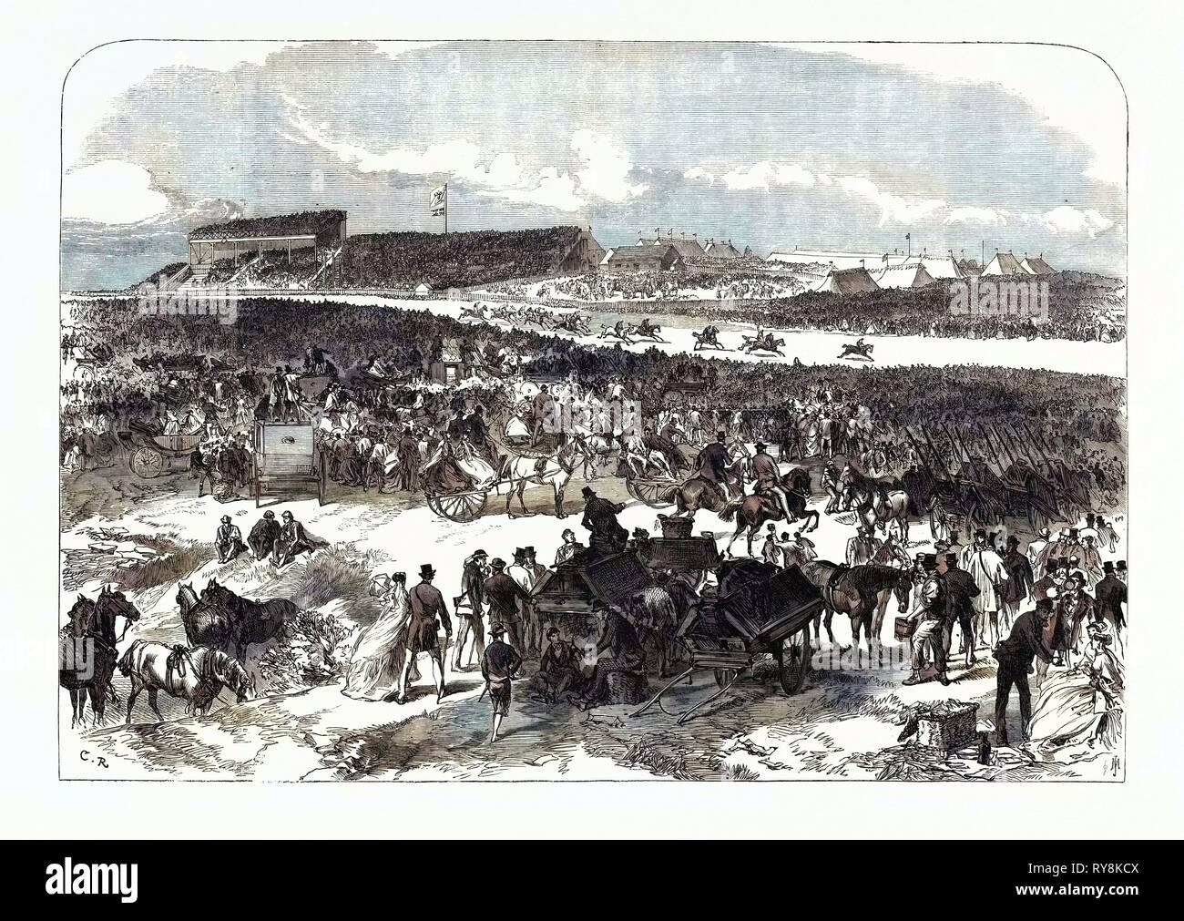 Visita del Principe e della Principessa di Galles in Irlanda: Vista generale di Punchestown gare 1868 Foto Stock