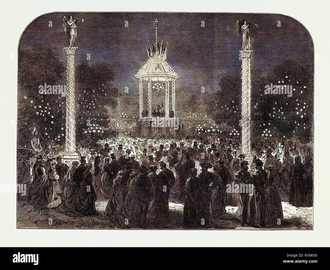 Orologio notturno Fête a Firenze in onore delle nozze del principe della corona di Italia 1868 Foto Stock