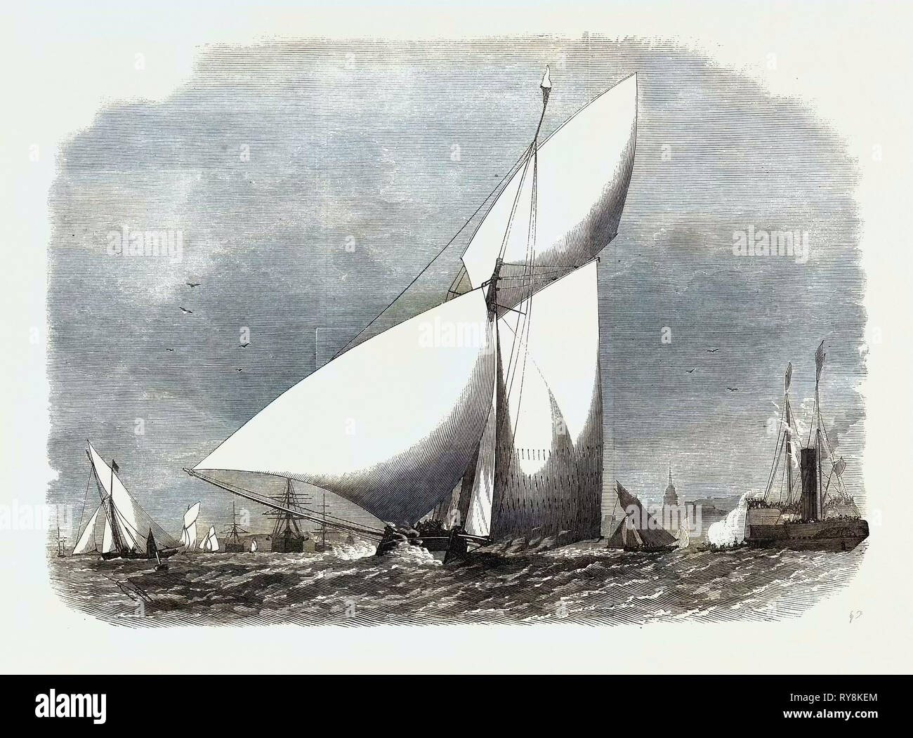 Apertura della stagione nautica: corrispondenza del Royal Thames Yacht Club il Fiona vincenti a Gravesend 1868 Foto Stock