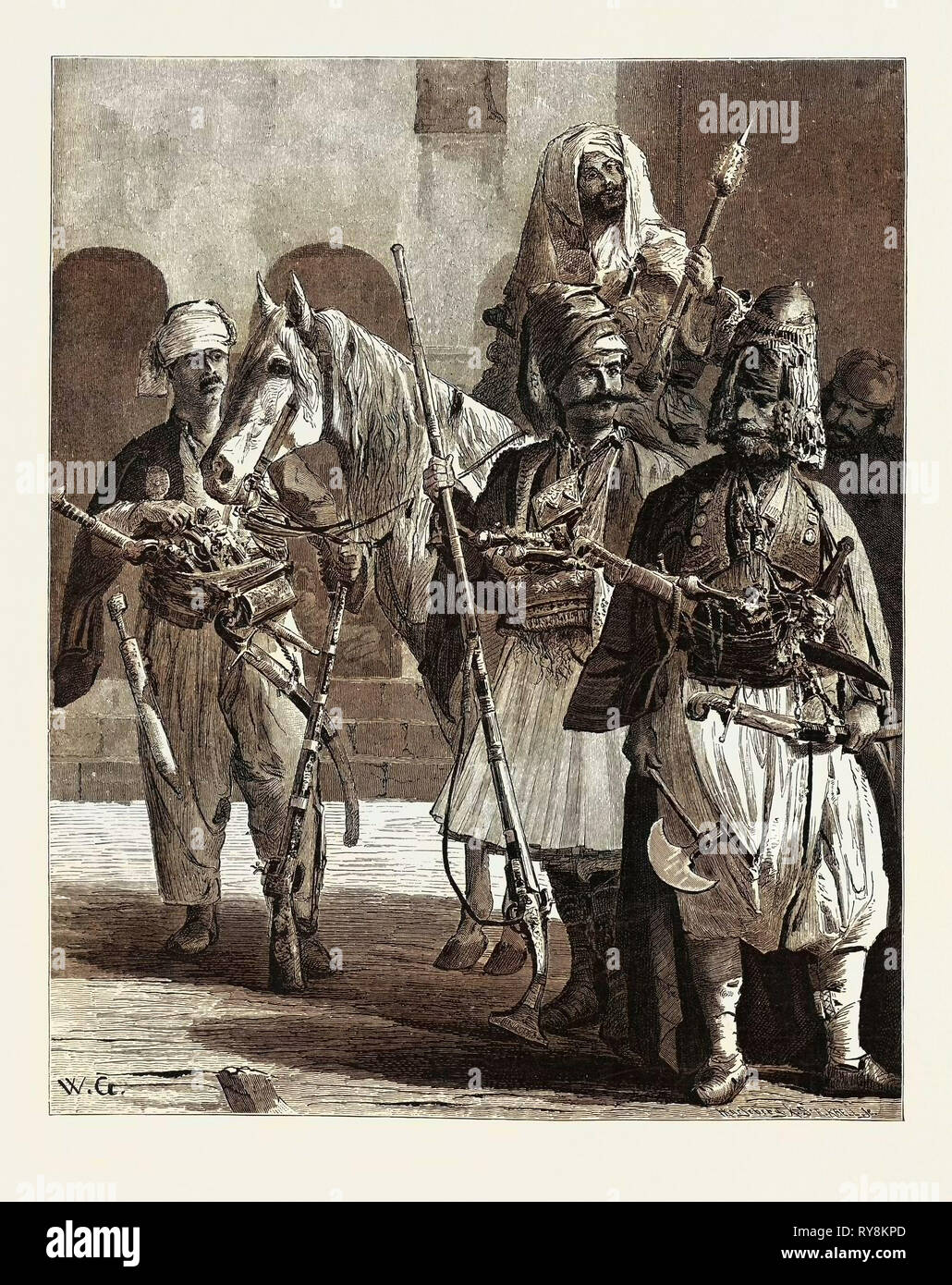 Mercenari albanesi. Egitto, incisione 1879 Foto Stock