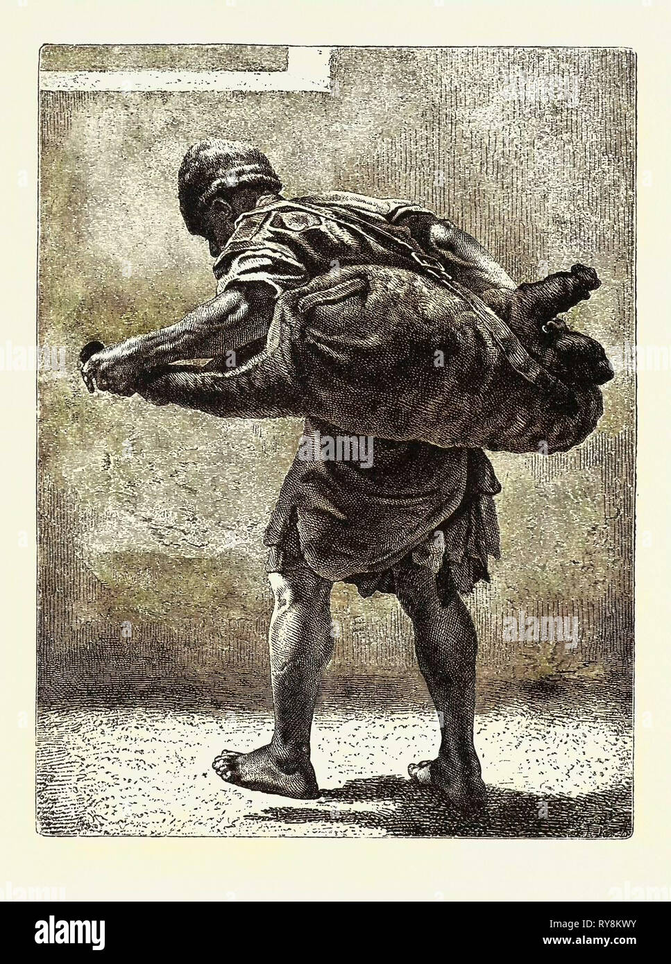 L'ACQUA-portante. Egitto, incisione 1879 Foto Stock