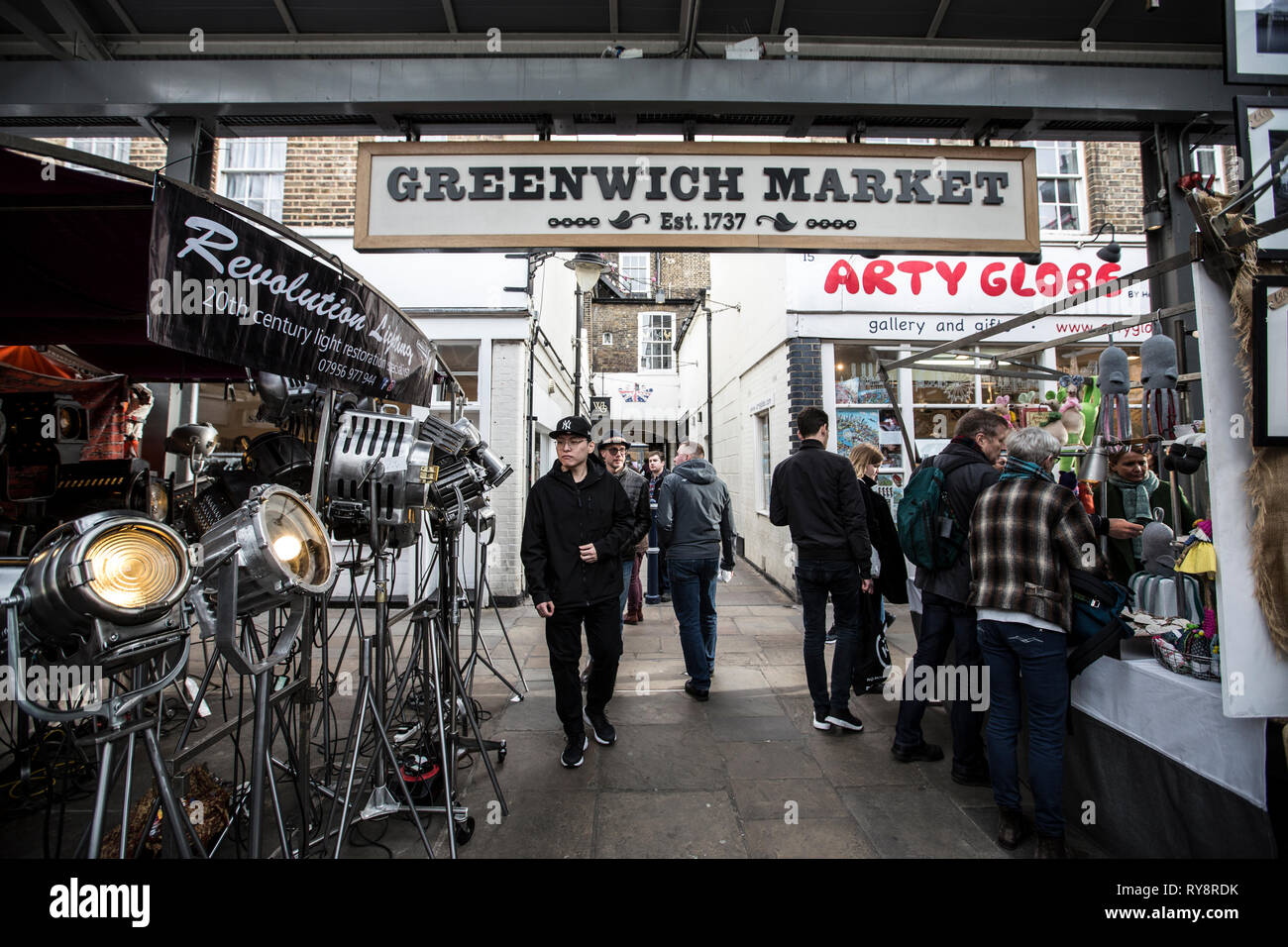 Mercato di Greenwich, a sud-est di Londra, England, Regno Unito Foto Stock