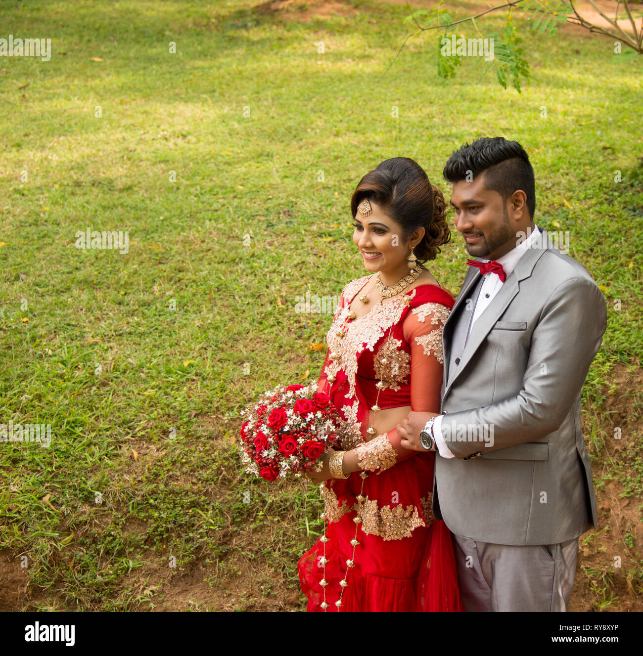 Asia, Sri Lanka, Sigiriya, sposi in viaggio di nozze Foto Stock
