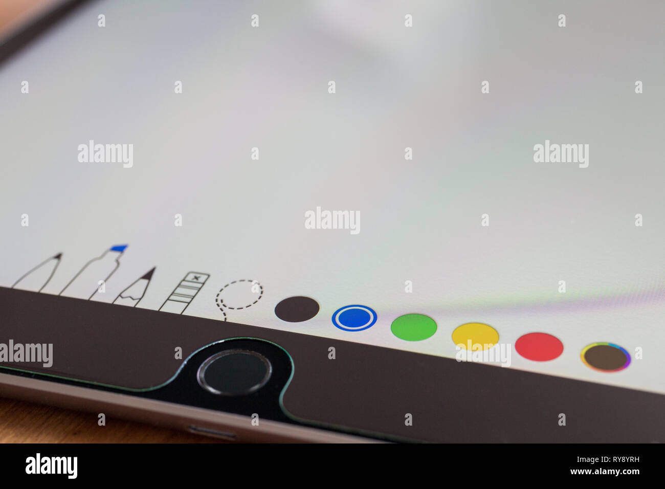 IPad Pro schermata Strumenti di disegno Foto Stock