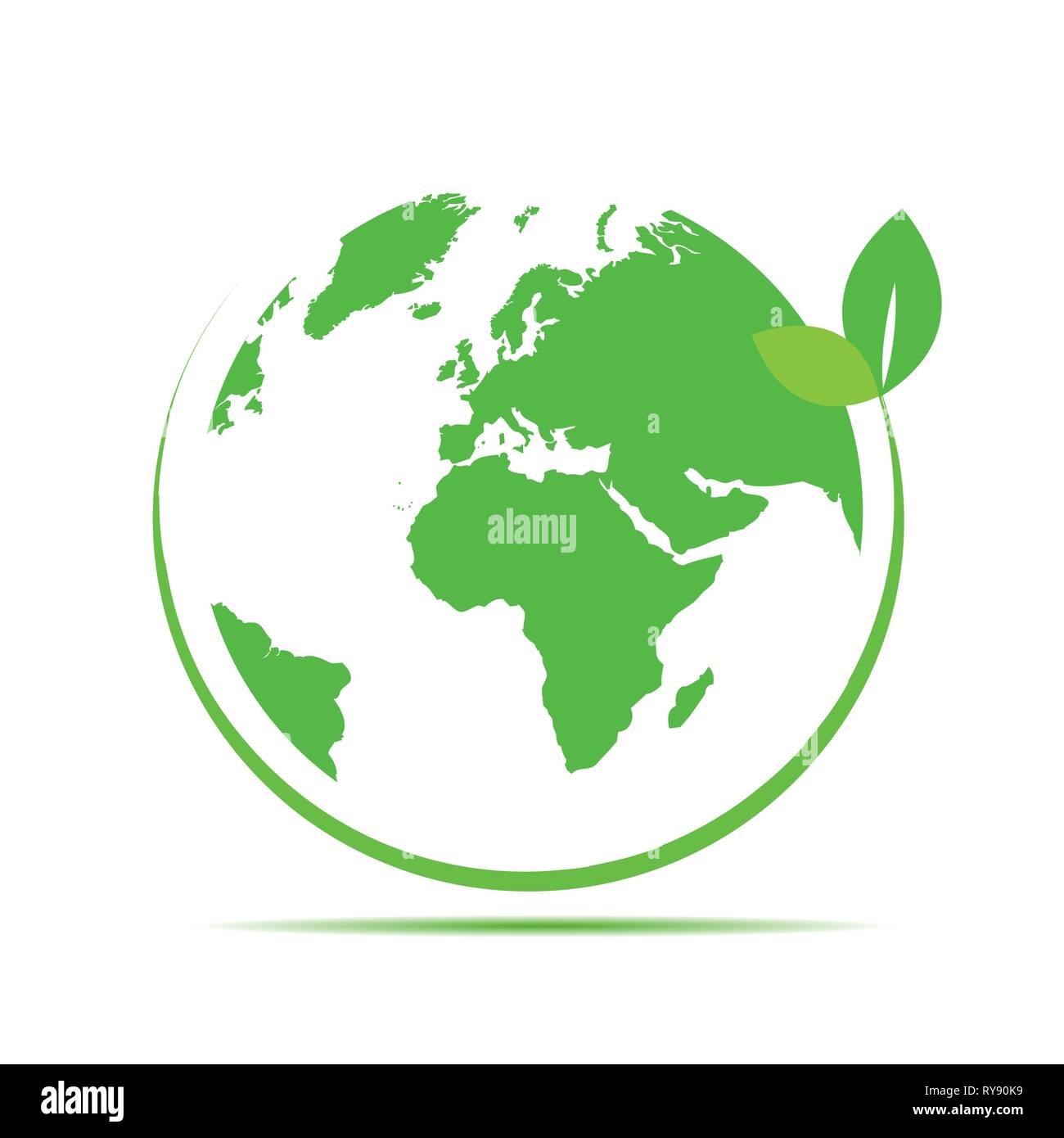 Terra verde con foglia verde icona illustrazione vettoriale EPS10 Illustrazione Vettoriale