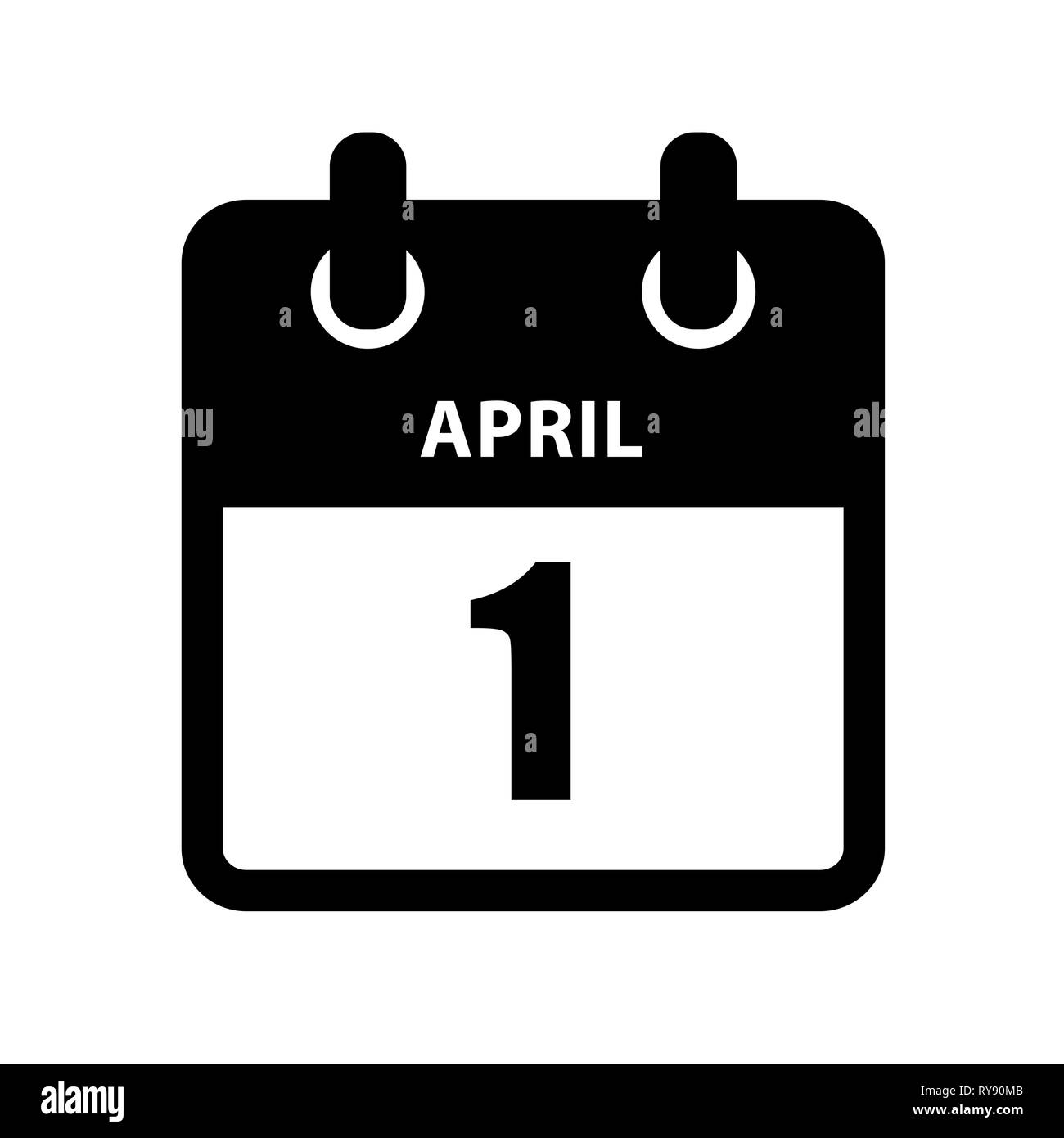 Nero icona calendario 1 aprile illustrazione vettoriale Illustrazione Vettoriale