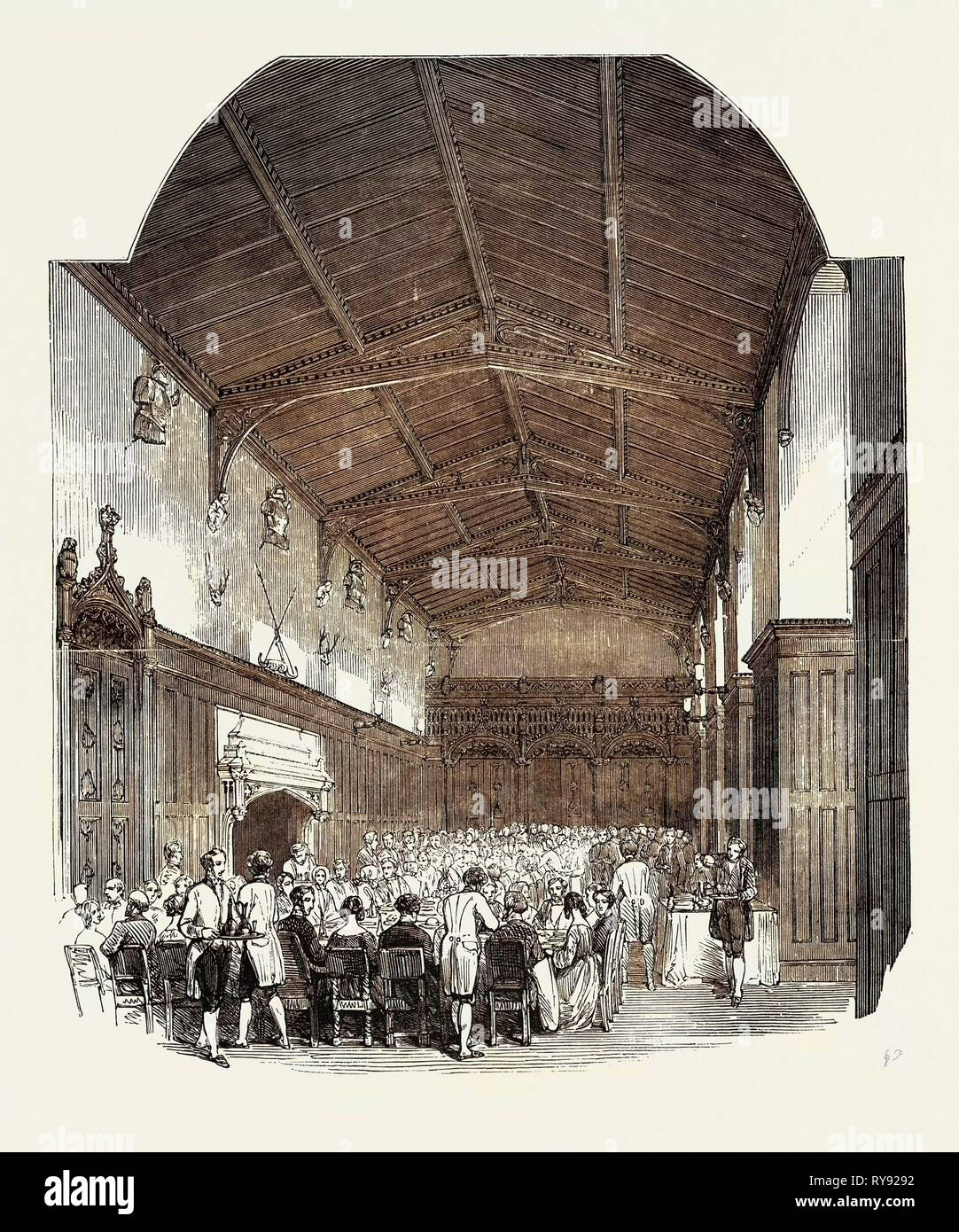 La Grande Hall, Newstead Abbey, intrattenimento per il British Associazione Archeologica, Newark, 1852 Foto Stock