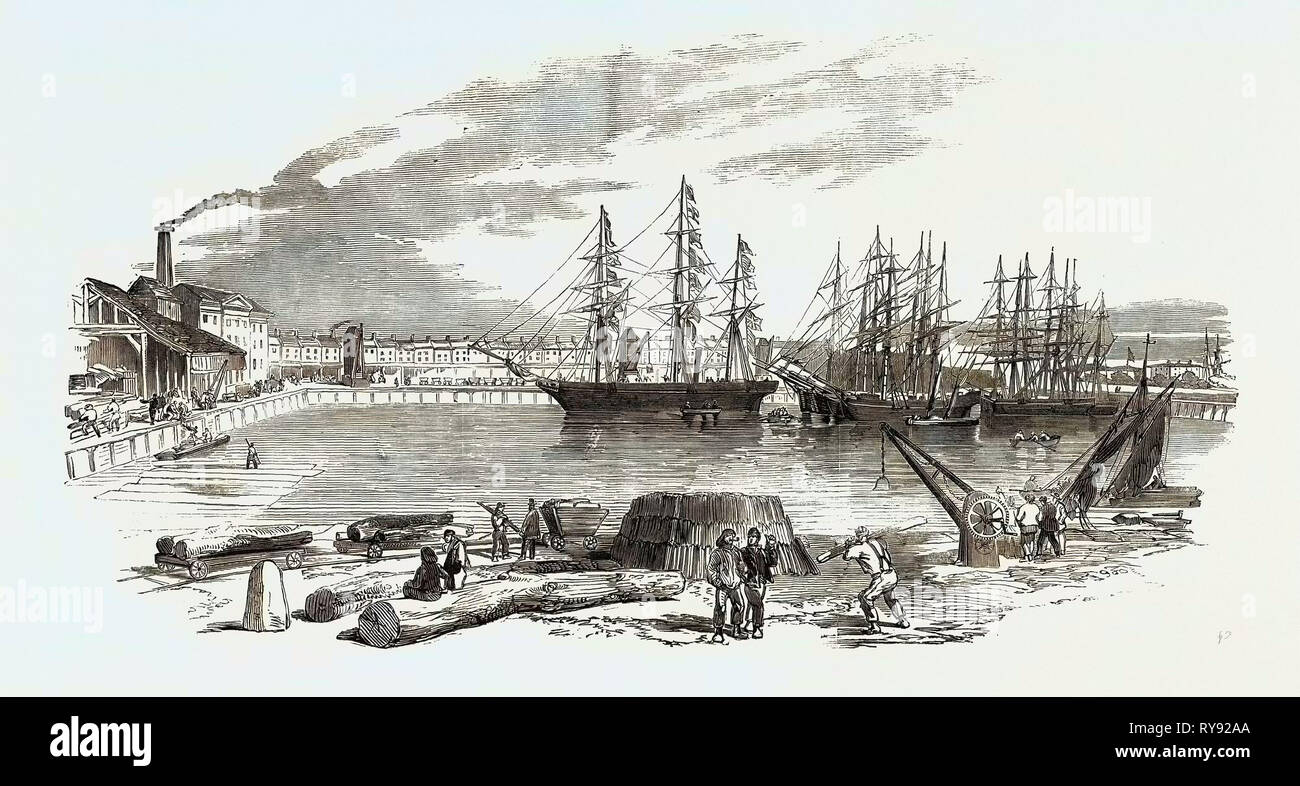 Arrivo del 'John Bowes' vite sistema di cottura a vapore in Collier Dock di Oriente e di Occidente India Dock ferroviarie, 1852 Foto Stock