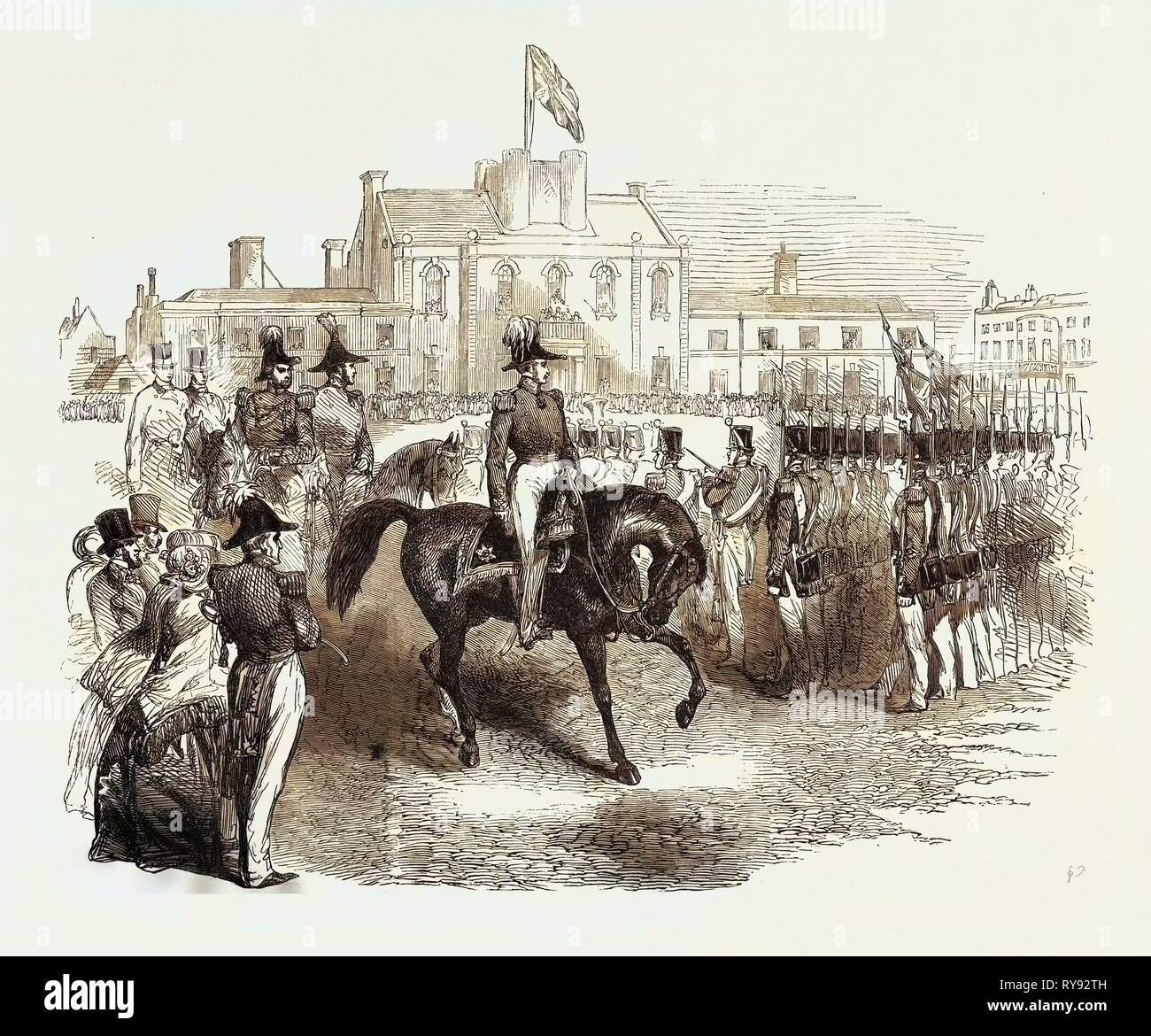 Revisione dell'on. Compagnia di artiglieria, da Sua Altezza Reale il Principe Albert Captain-General e il colonnello, 1852 Foto Stock