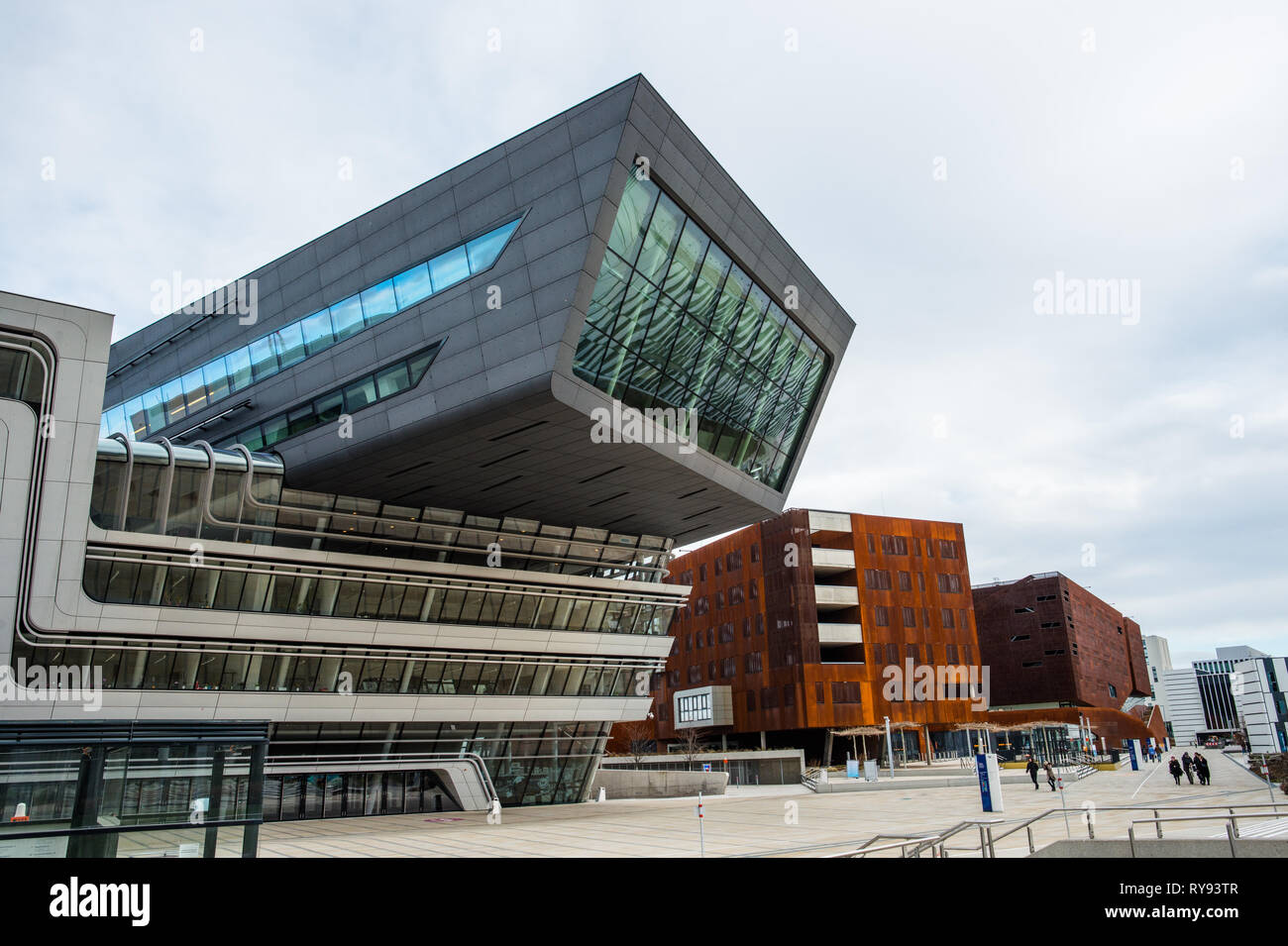 WU Campus Vienna, Vienna Università di Economia e Commercio, LC, la biblioteca e il centro di apprendimento, Austria Foto Stock
