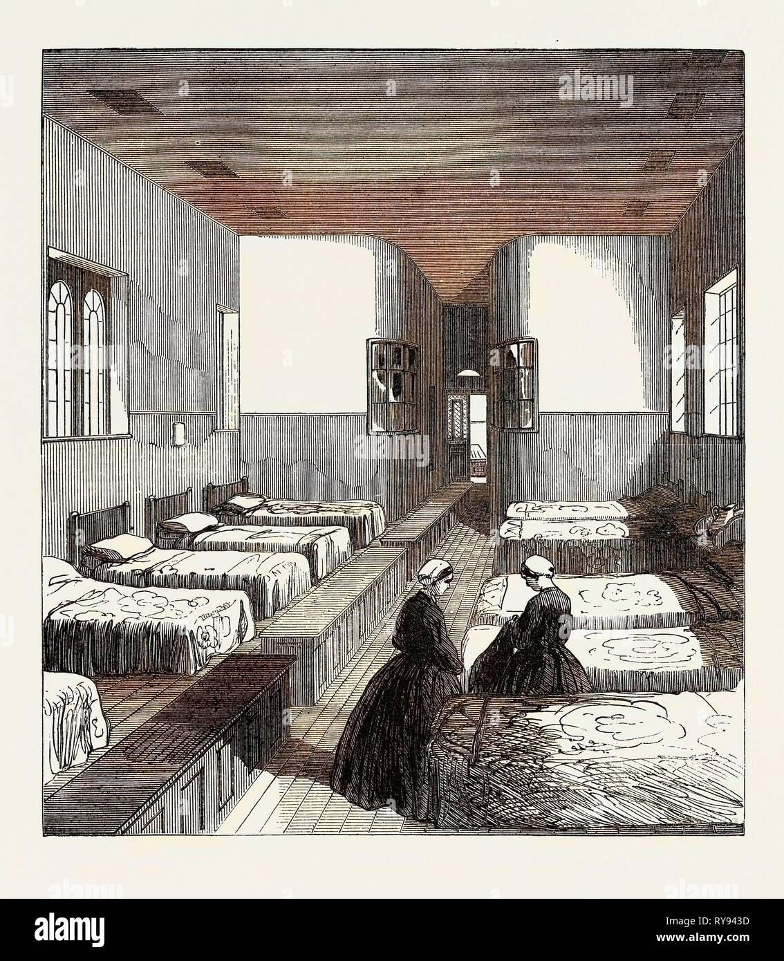 La penale Broadmoor manicomio: dormitorio femminile Regno Unito 1867 Foto Stock