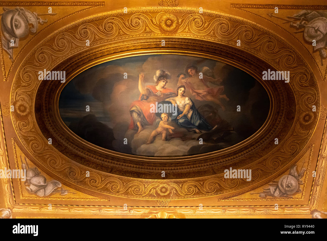 Il soffitto della camera Privy, Kensington Palace, London, Regno Unito Foto Stock