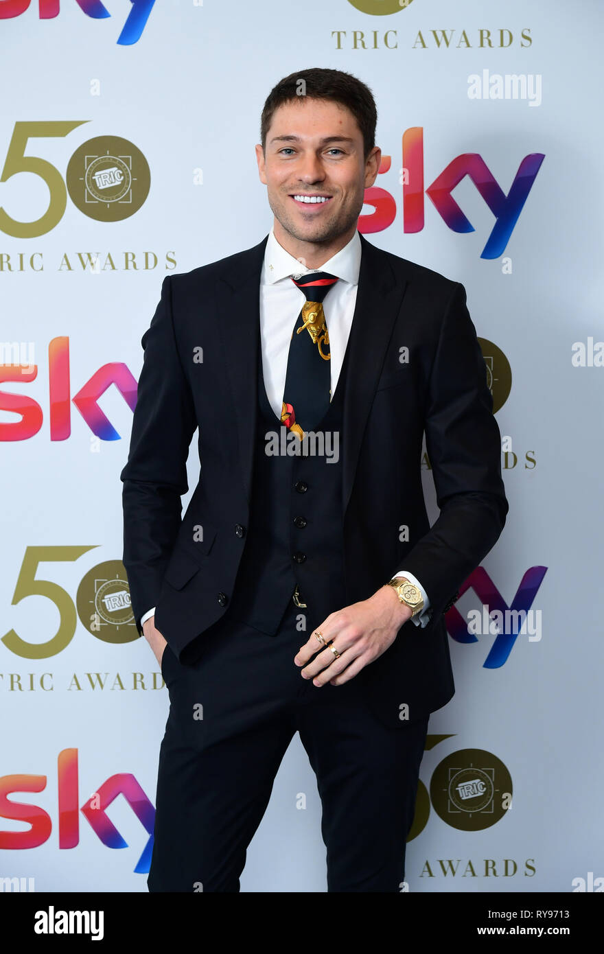 Joey Essex frequentando il TRIC Awards 2019 cinquantesimo compleanno celebrazione svoltasi presso il Grosvenor House Hotel di Londra. Foto Stock