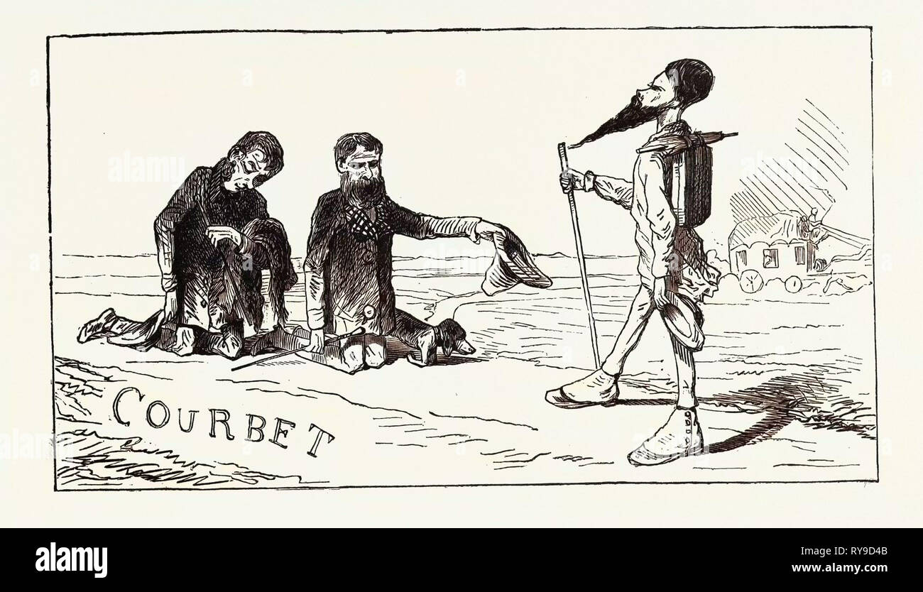 Il culto di M. Courbet, realistica imitazione dell adorazione dei Magi incisione 1855 Foto Stock