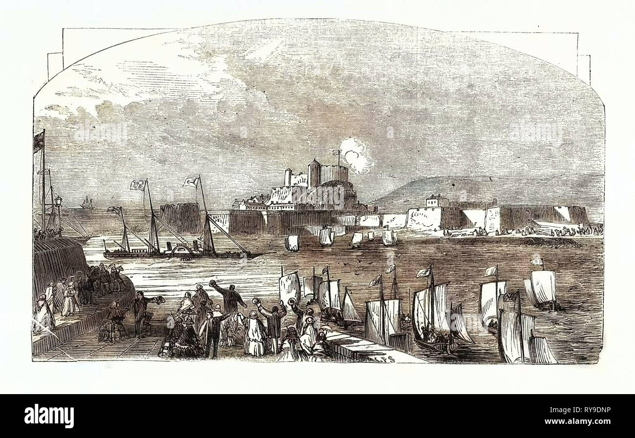 Sua Maestà la visita a St. Helier, la capitale di Jersey Foto Stock