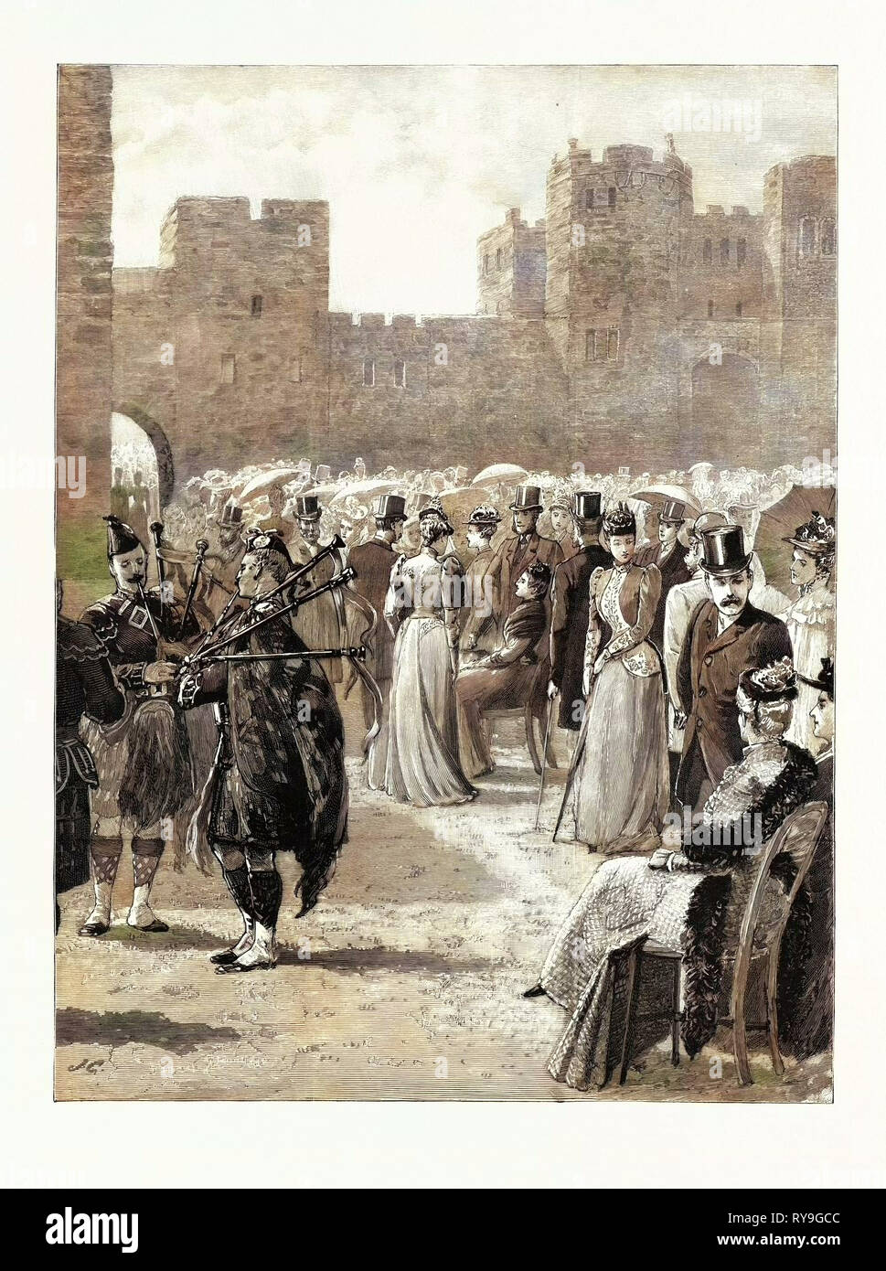 La Venuta di età del signore di Warkworth: Il Garden-Party a Alnwick Castle, Regno Unito, 1892 l'incisione Foto Stock