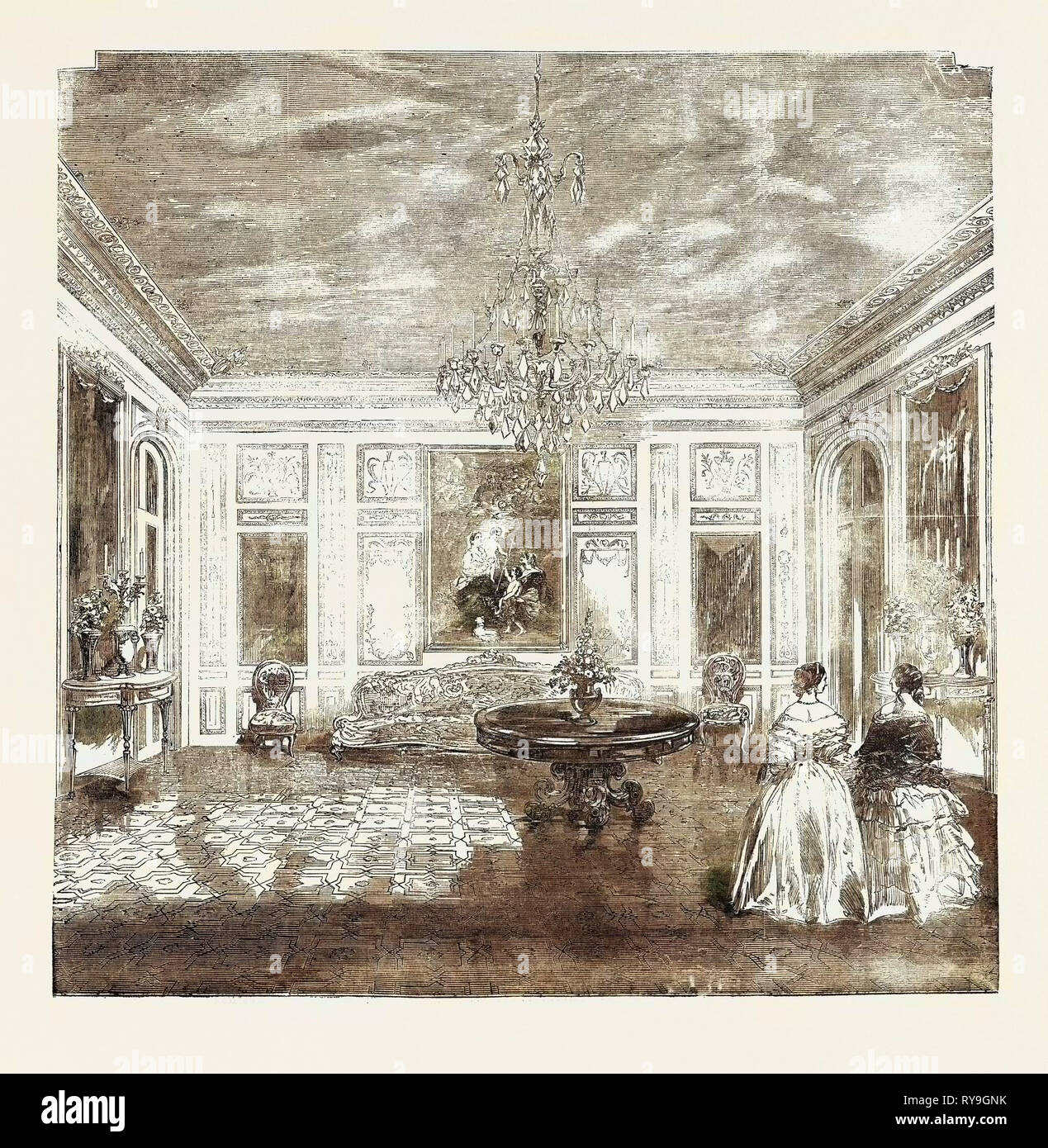 La regina della visita in Francia: Her Majesty's Salon, nel Palazzo di San Cloud Foto Stock