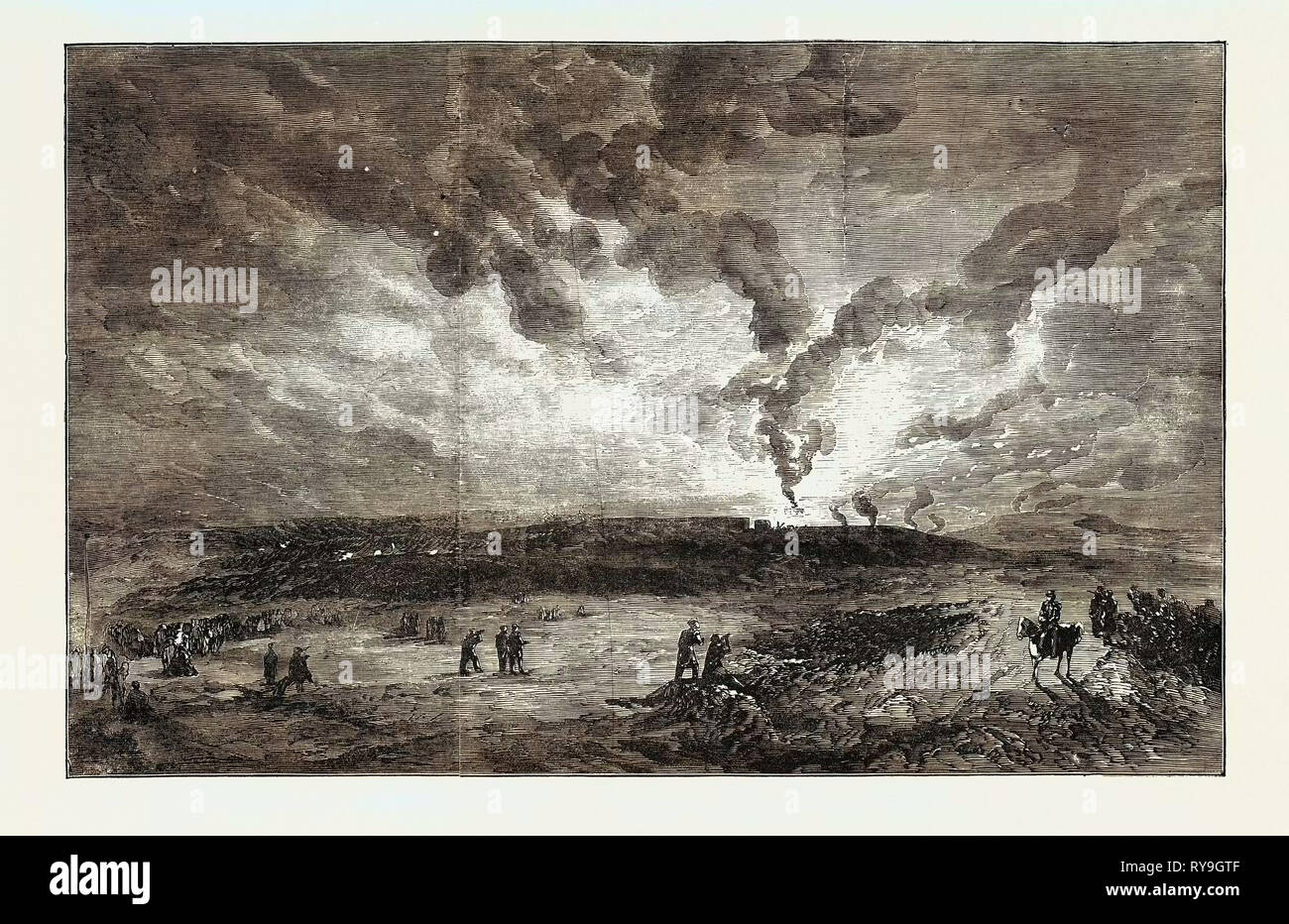 La masterizzazione di " Santa Maria " fregata in Sebastopol Porto. Crowe restituito al giornalismo di guerra, la copertura della guerra di Crimea per la London illustrato News nel 1856 Foto Stock