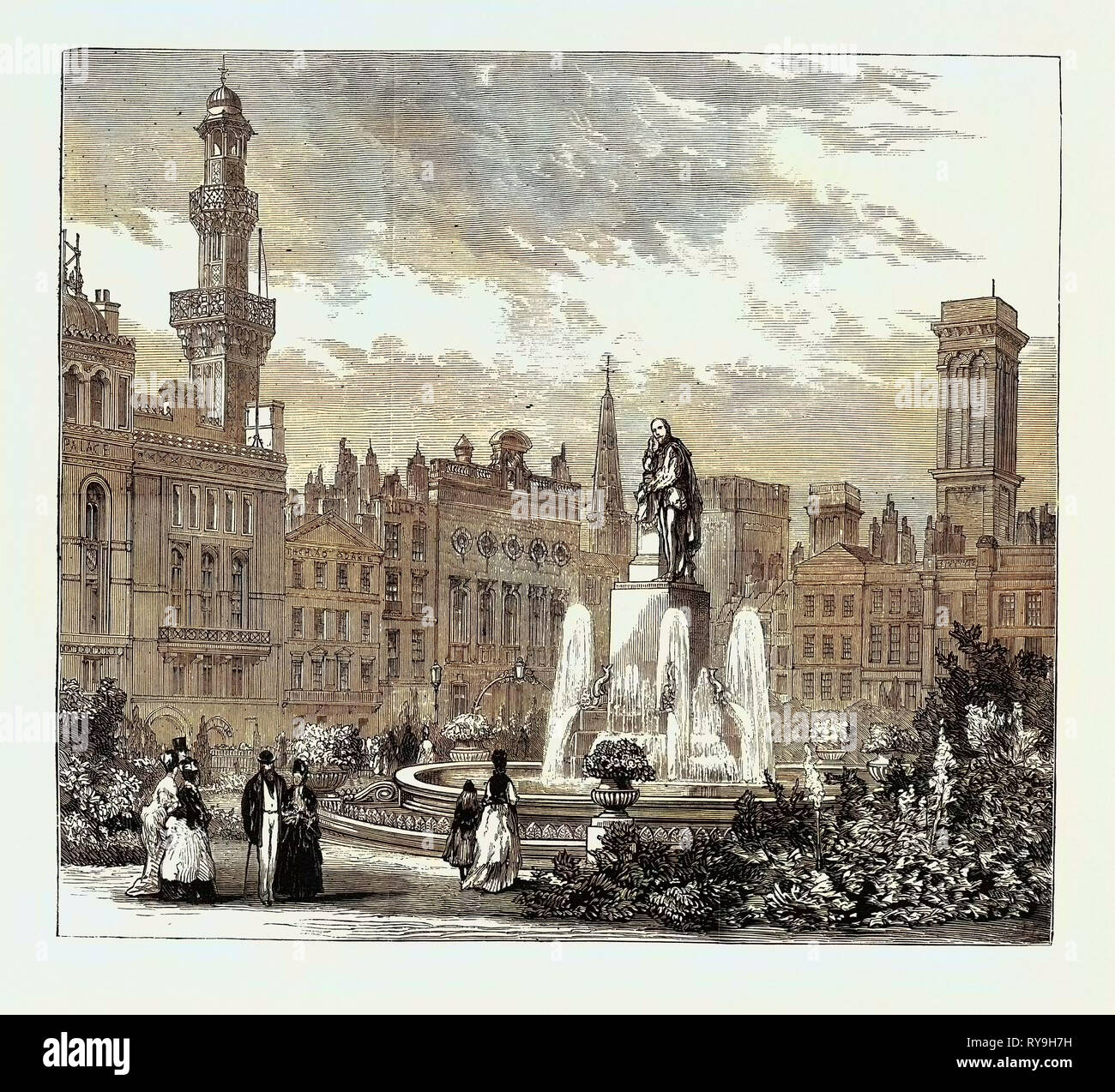 La piazza nel 1874, l inaugurazione di Leicester Square Foto Stock