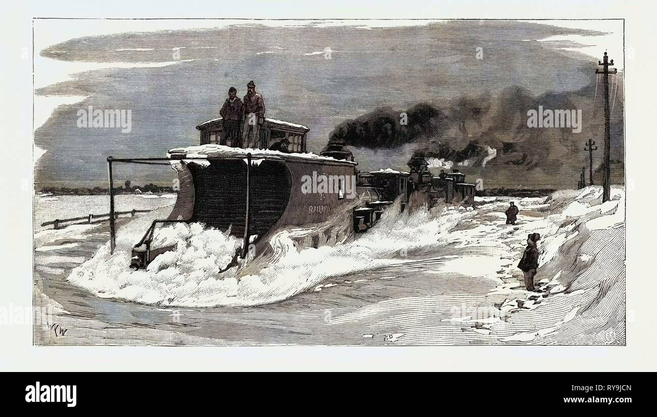 Un Snow-Plow sulla Grand Trunk Railway Canada Foto Stock