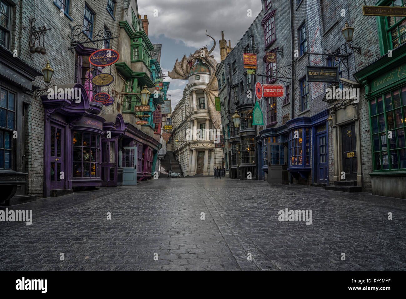 Ricreazione di Diagon Alley da Harry Potter i film alla Universal Studios Orlando, Florida Foto Stock