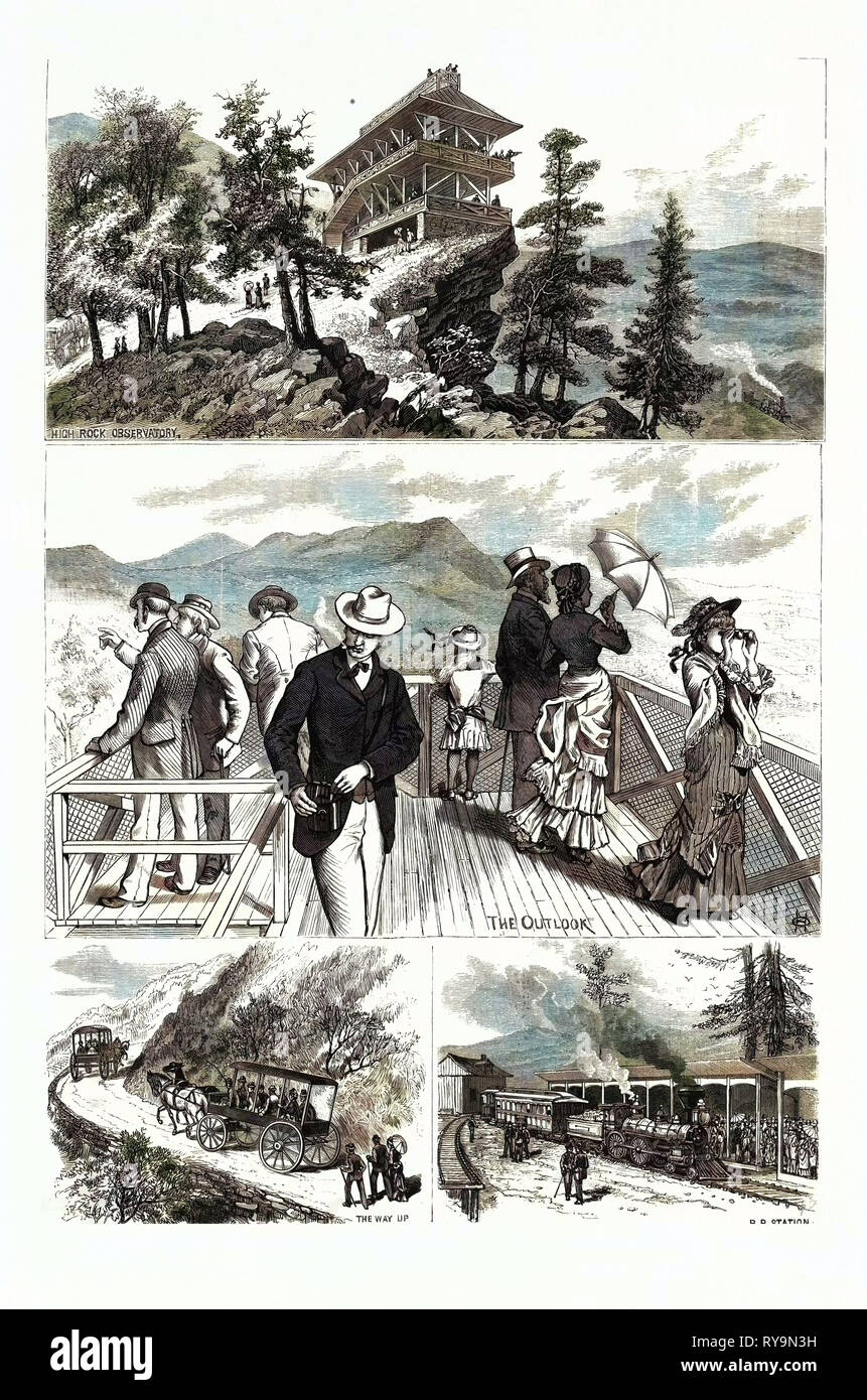 Maryland: attrazioni del Parco Penn-Mar e alta roccia, nella contea di Washington. Stati Uniti, incisione 1880 1881 Foto Stock