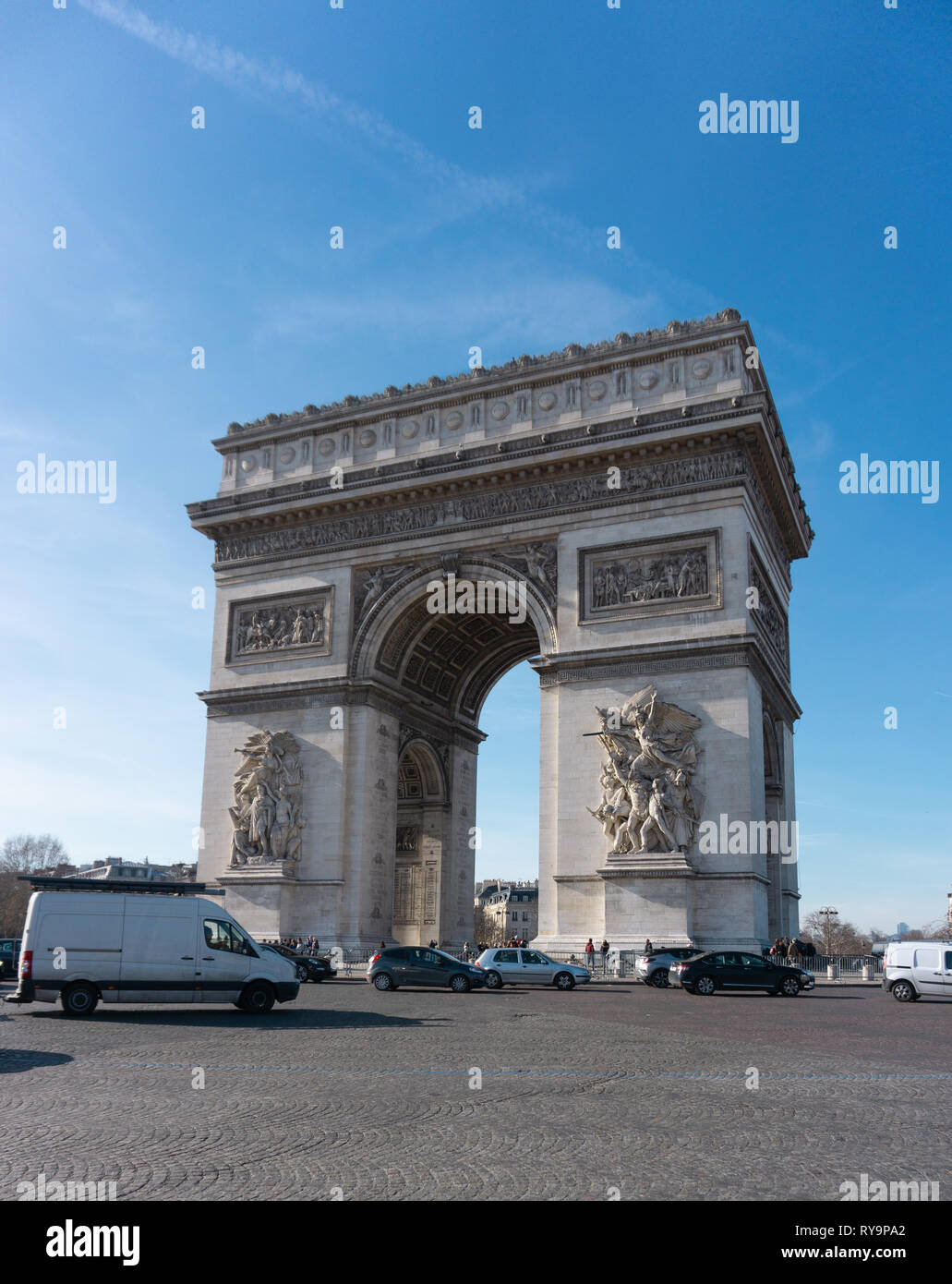 Arc de Triomphe traffico foto orizzontale Parigi Francia Foto Stock