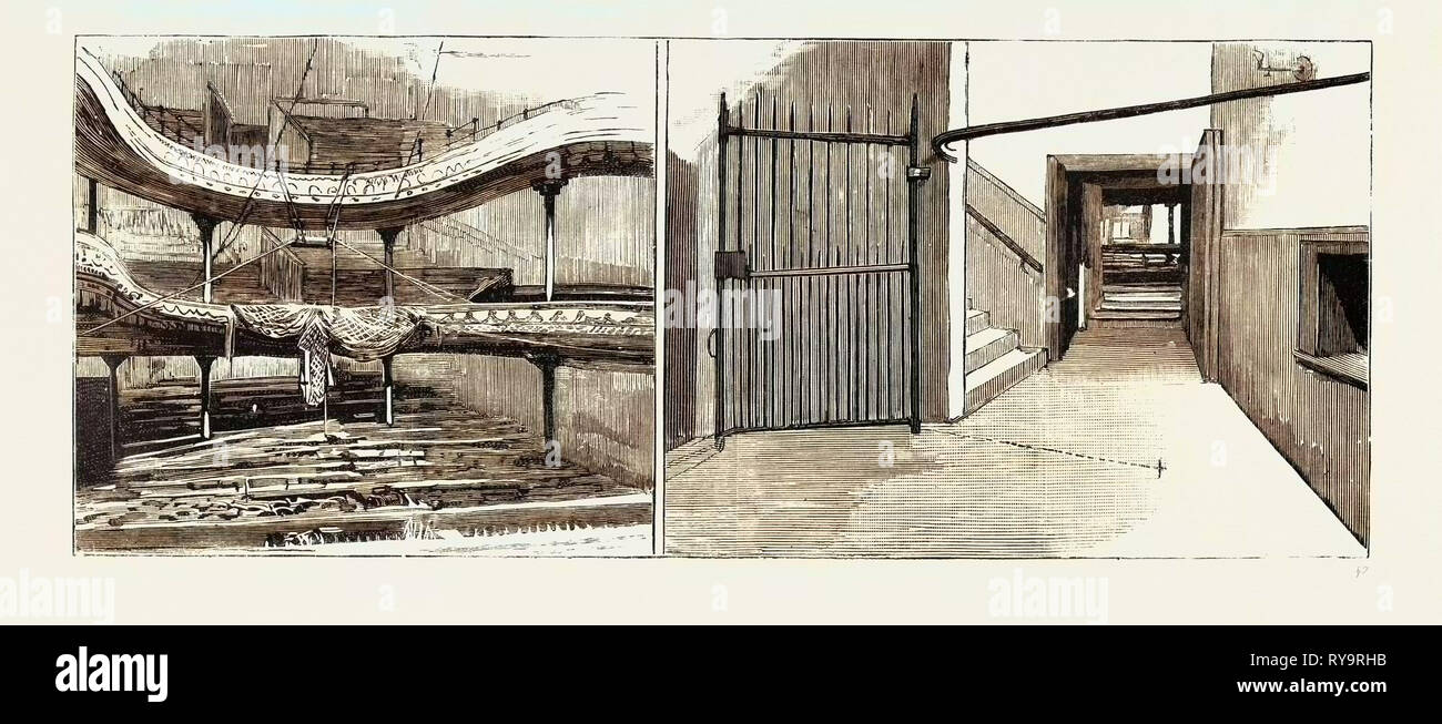 La catastrofe irreversibile al Teatro Star, Glasgow, incisione 1884 Foto Stock