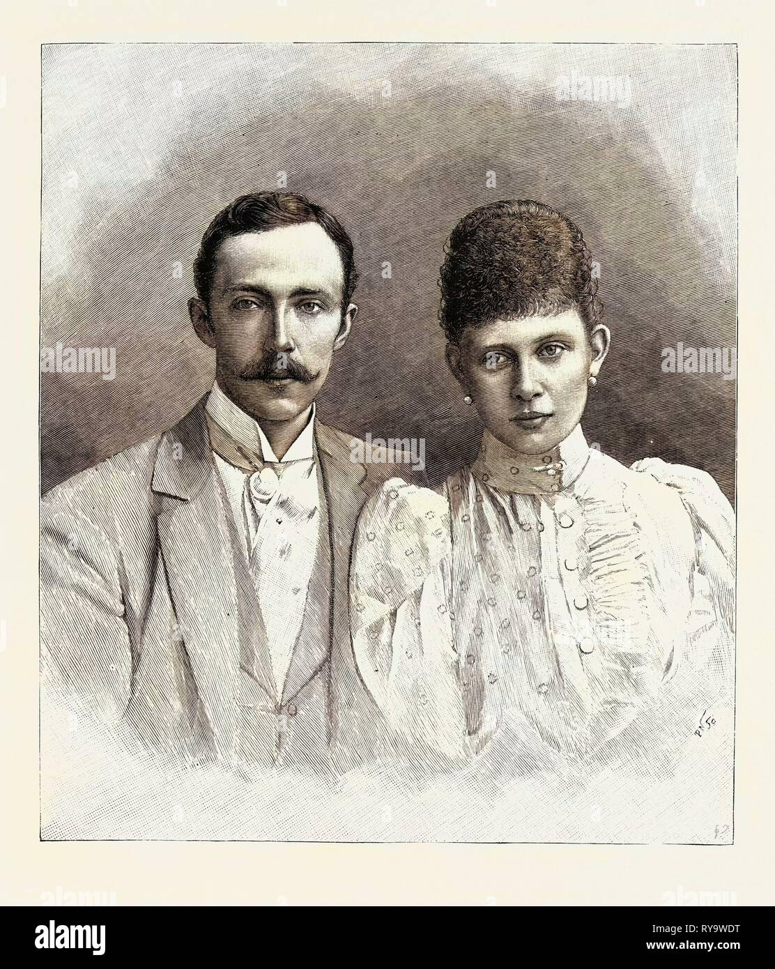 Royal Wedding a Berlino, Germania: Il principe Federico Carlo di Assia e la Principessa Margherita di Prussia, 1893 Foto Stock