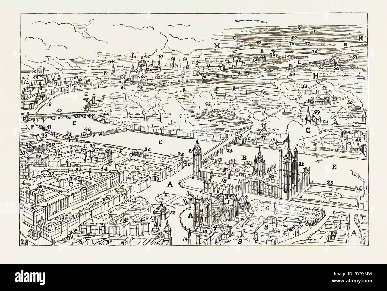 Londra come visto da un palloncino REGNO UNITO Foto Stock