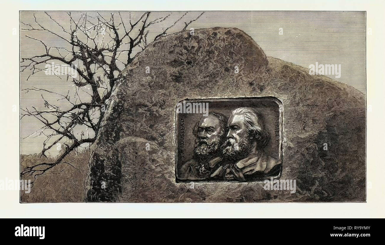 Memoriale al artisti Francese Theodore Rousseau e Jean François Millet Foresta Fontainebleau Foto Stock