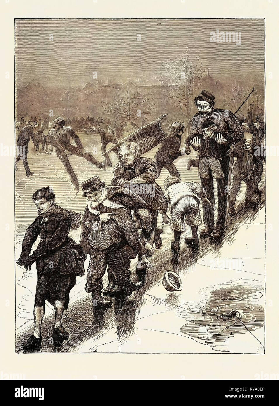 Una slitta di Londra, 1870, REGNO UNITO Foto Stock