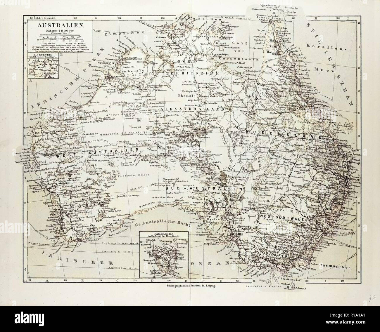 Mappa di Australia 1899 Foto Stock