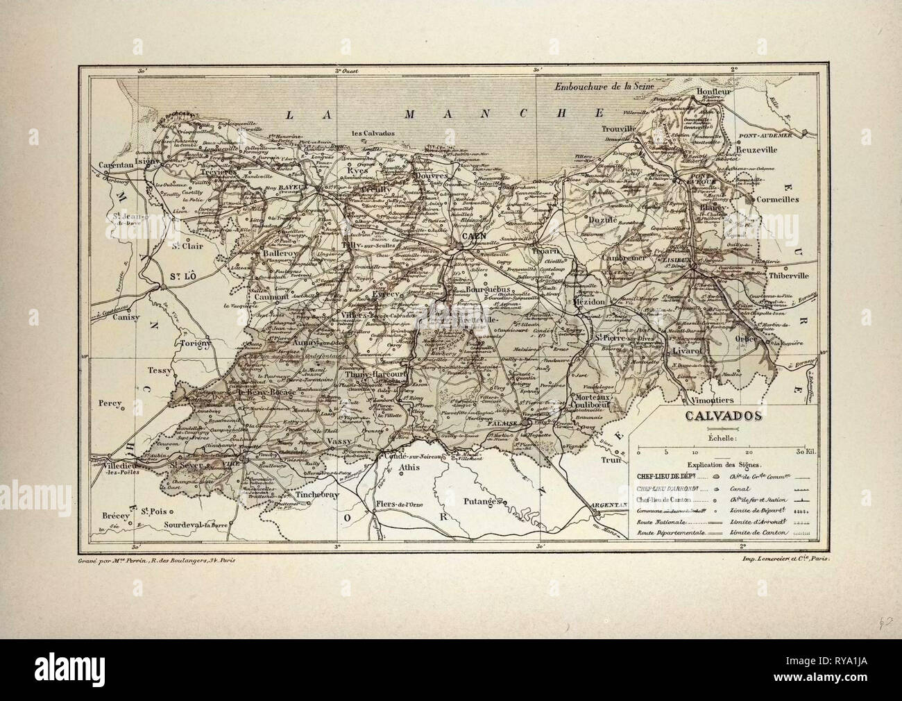 Mappa di Calvados Francia Foto Stock